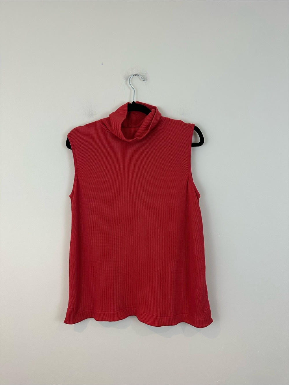 Chico's Sleeveless Turtleneck Top Waffleknit Rust Orange Size 12/14 (Chico's 2)